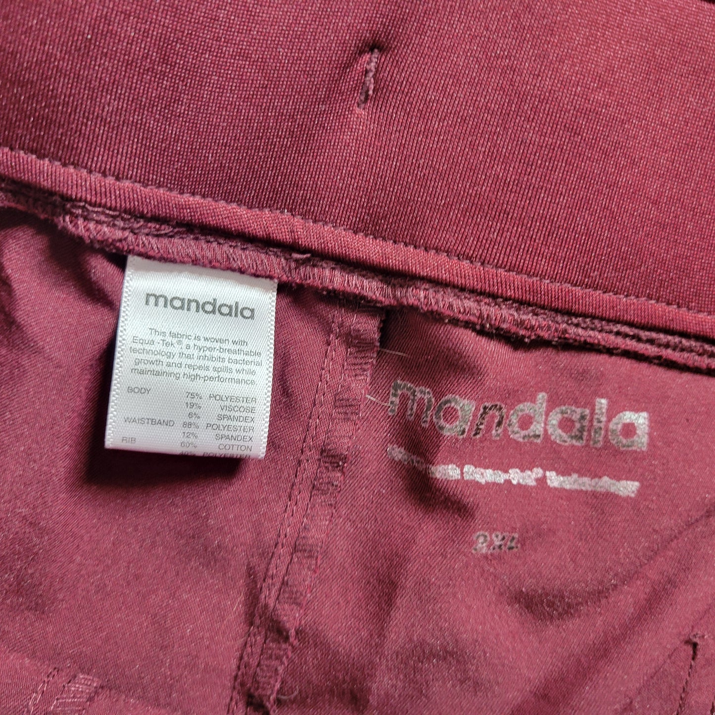Mandala Womens Jogger Pants 2XL Plus Burgundy Polyester Stretch BUR8E