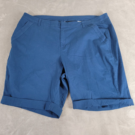 Lane Bryant Womens Shorts 22 Blue Cuffed Cotton Elastic Waist Stretch BLU106E