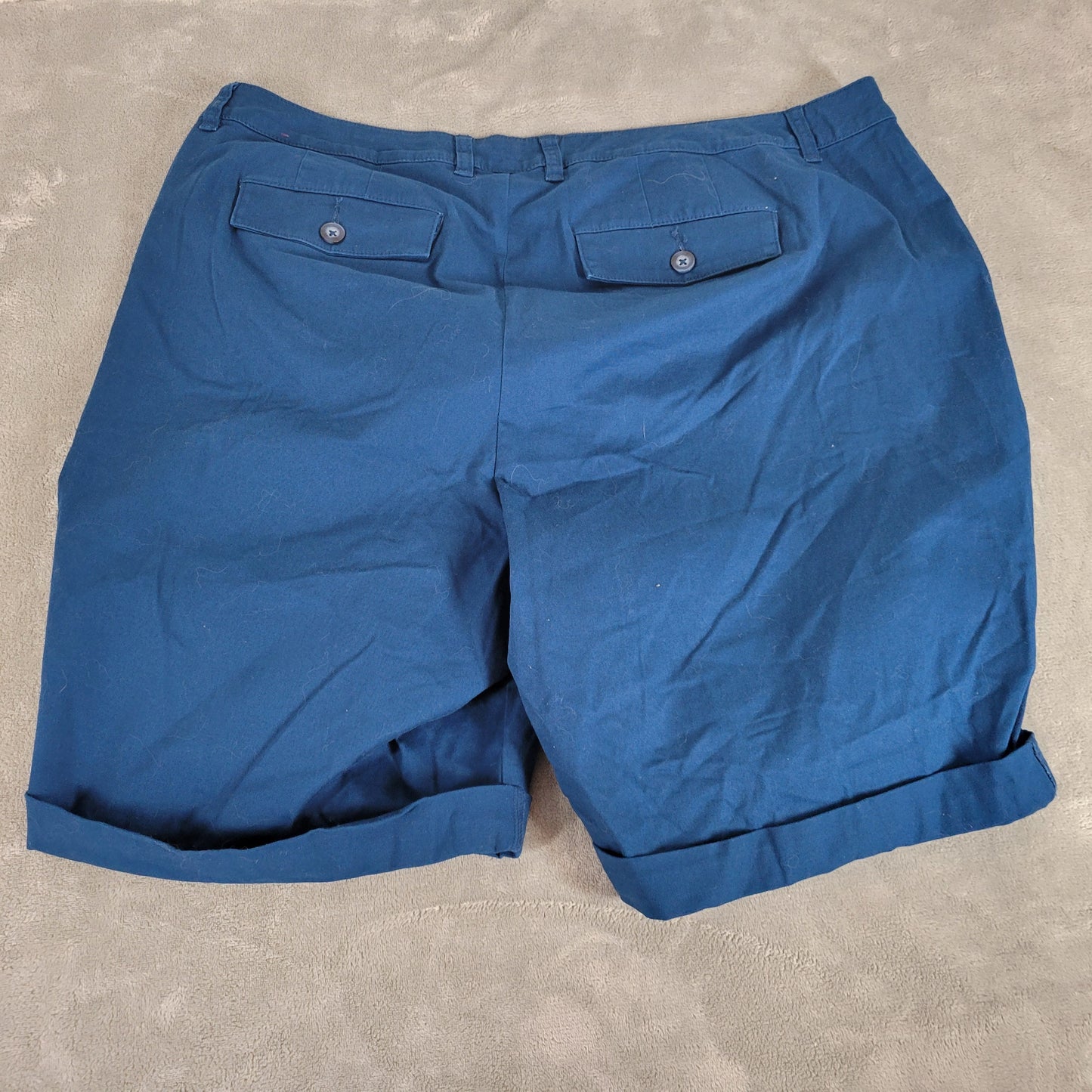 Lane Bryant Womens Shorts 22 Blue Cuffed Cotton Elastic Waist Stretch BLU106E