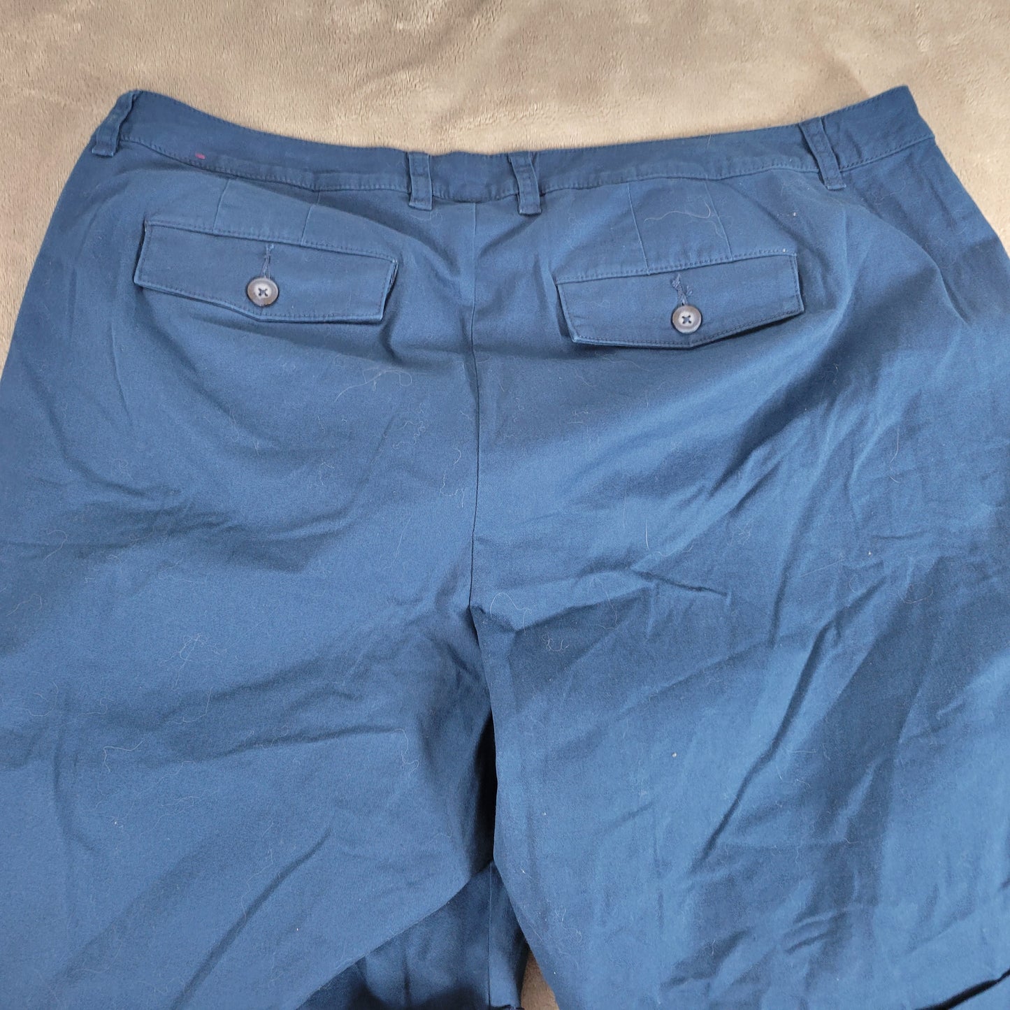 Lane Bryant Womens Shorts 22 Blue Cuffed Cotton Elastic Waist Stretch BLU106E