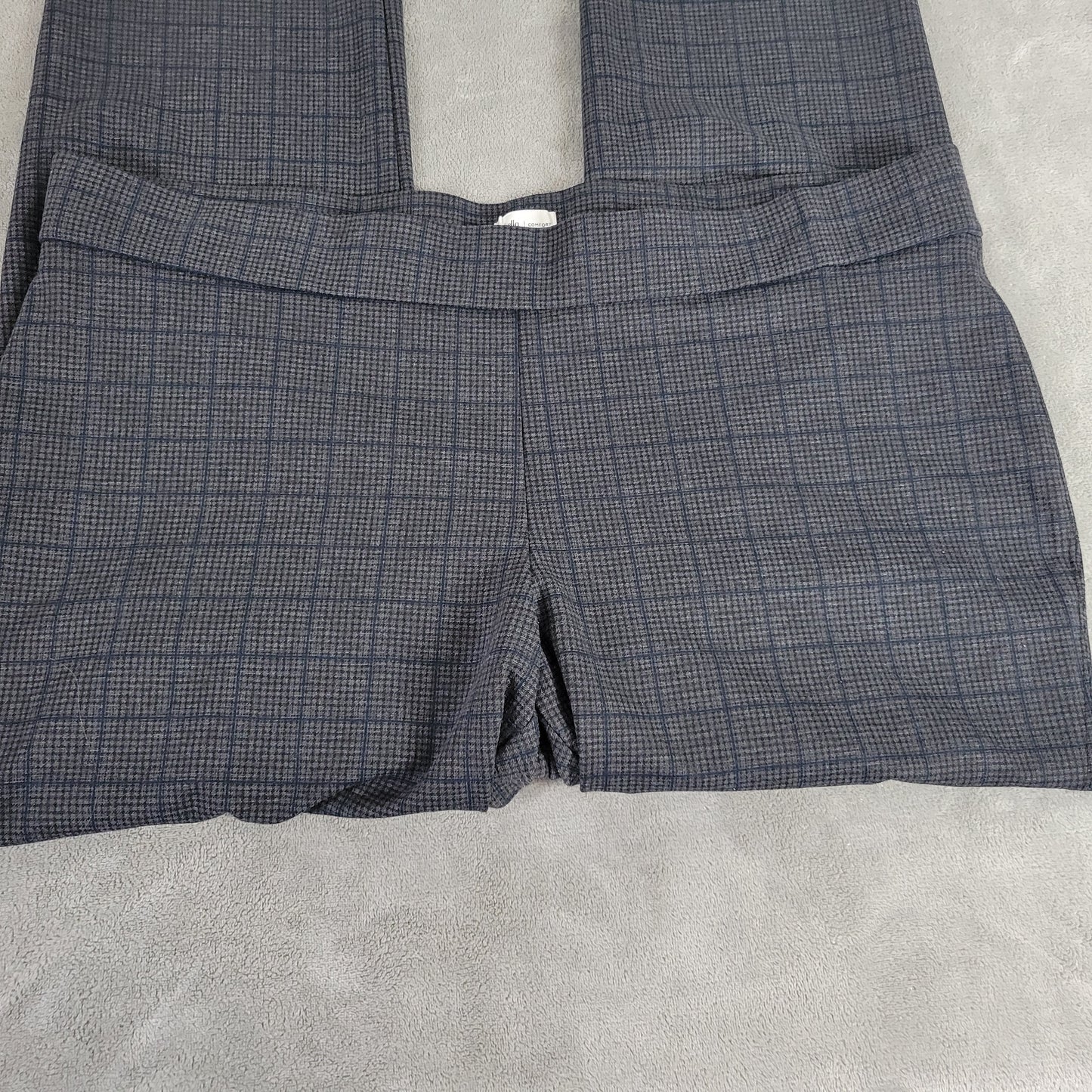 Rafaella 3X Women Plus Plaid Pull On Pants Blue Gray Straight Leg PLA58E