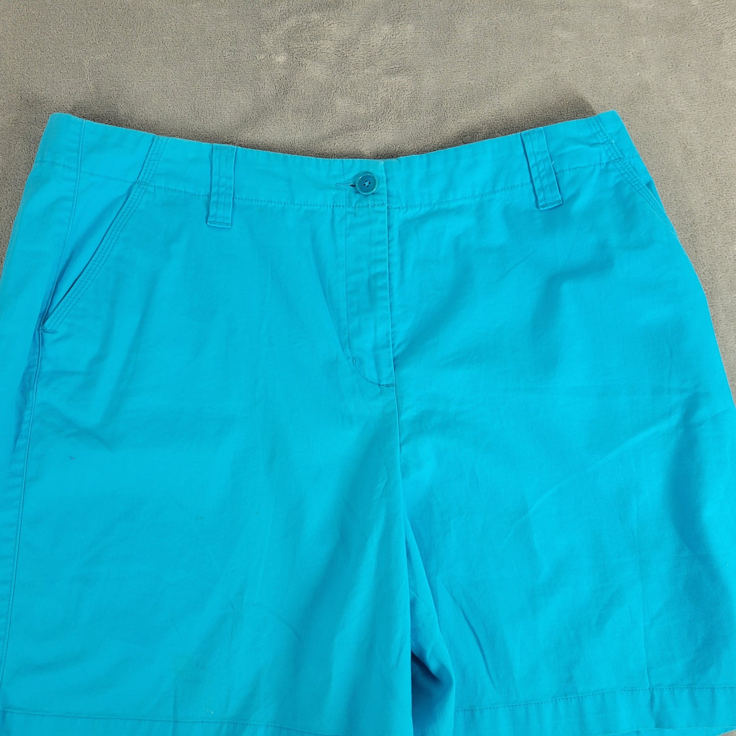 Talbots Chino Shorts 18 Blue Cotton Stretch 7 Inseam Slash Pocket Travel BLU1E