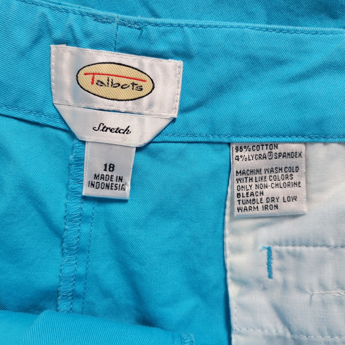 Talbots Chino Shorts 18 Blue Cotton Stretch 7 Inseam Slash Pocket Travel BLU1E