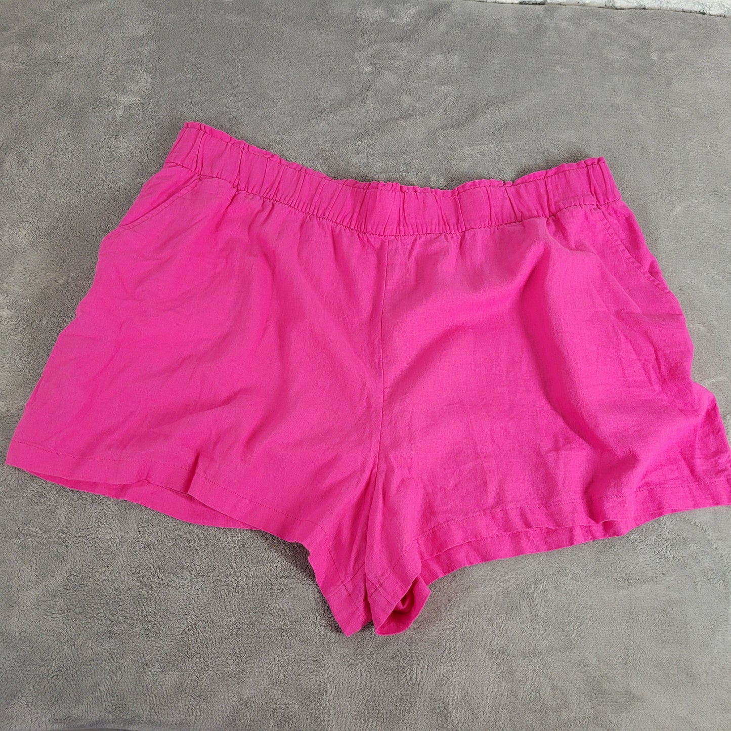 Sonoma 2X Plus Size Paperbag Shorts Pink Linen Rayon Elastic Pull On PIN13E