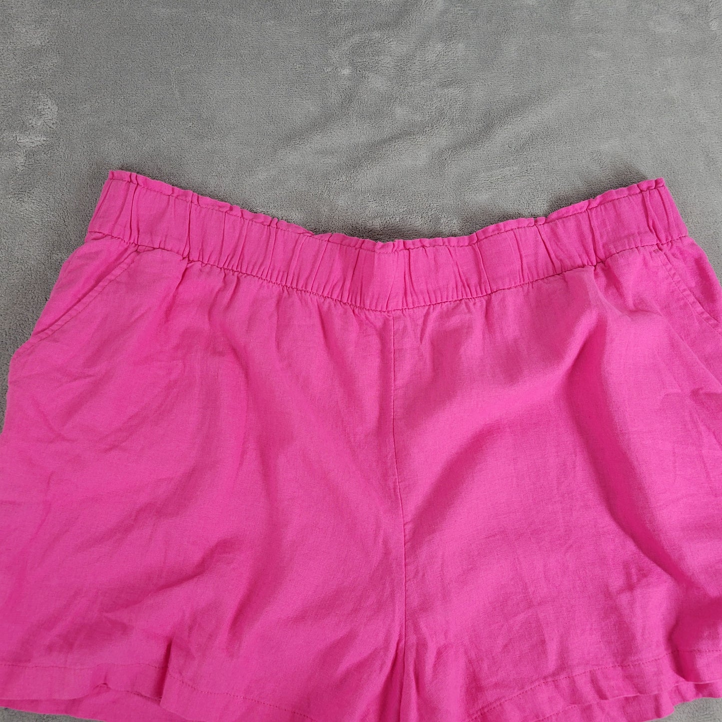 Sonoma 2X Plus Size Paperbag Shorts Pink Linen Rayon Elastic Pull On PIN13E