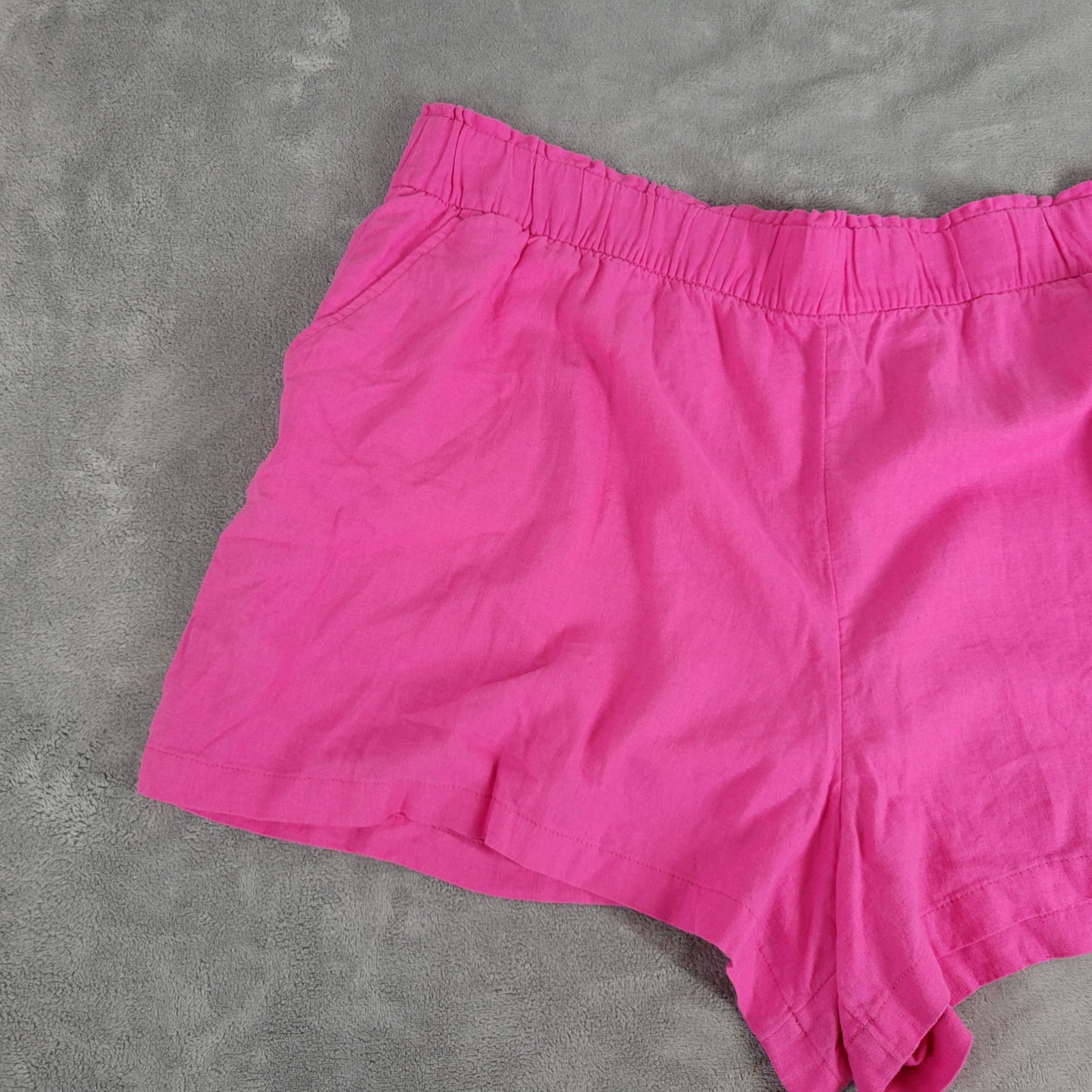 Sonoma 2X Plus Size Paperbag Shorts Pink Linen Rayon Elastic Pull On PIN13E