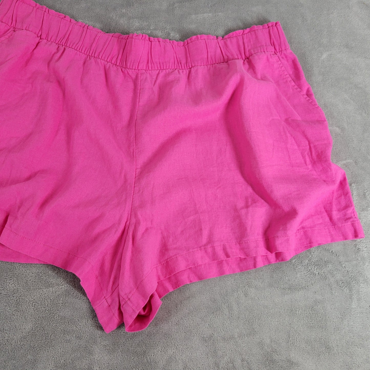Sonoma 2X Plus Size Paperbag Shorts Pink Linen Rayon Elastic Pull On PIN13E