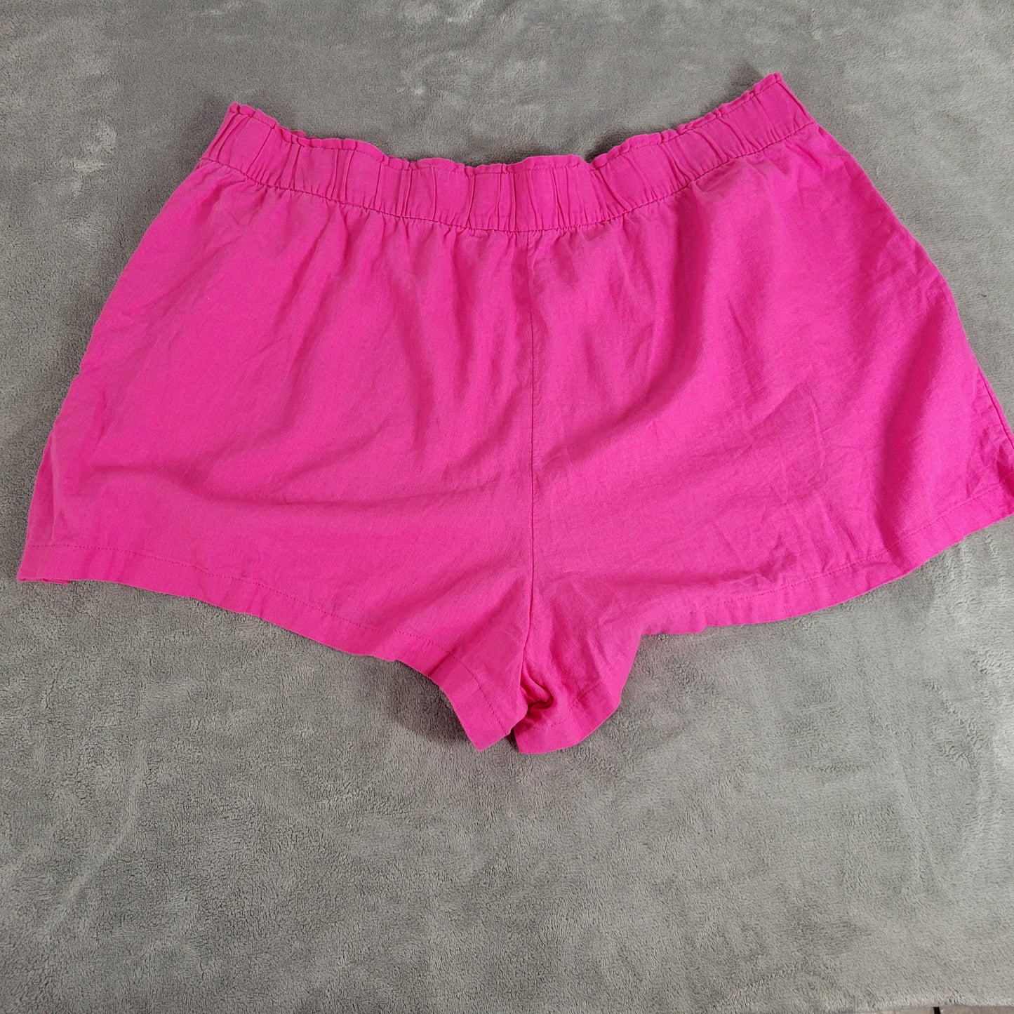 Sonoma 2X Plus Size Paperbag Shorts Pink Linen Rayon Elastic Pull On PIN13E