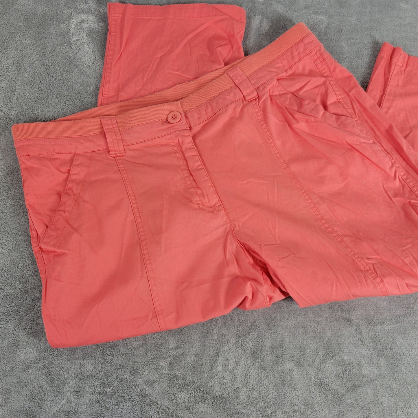 Coral Bay Capri Pants 18 Elastic Waist Back Flap Pockets Zip Cargo ORA26E