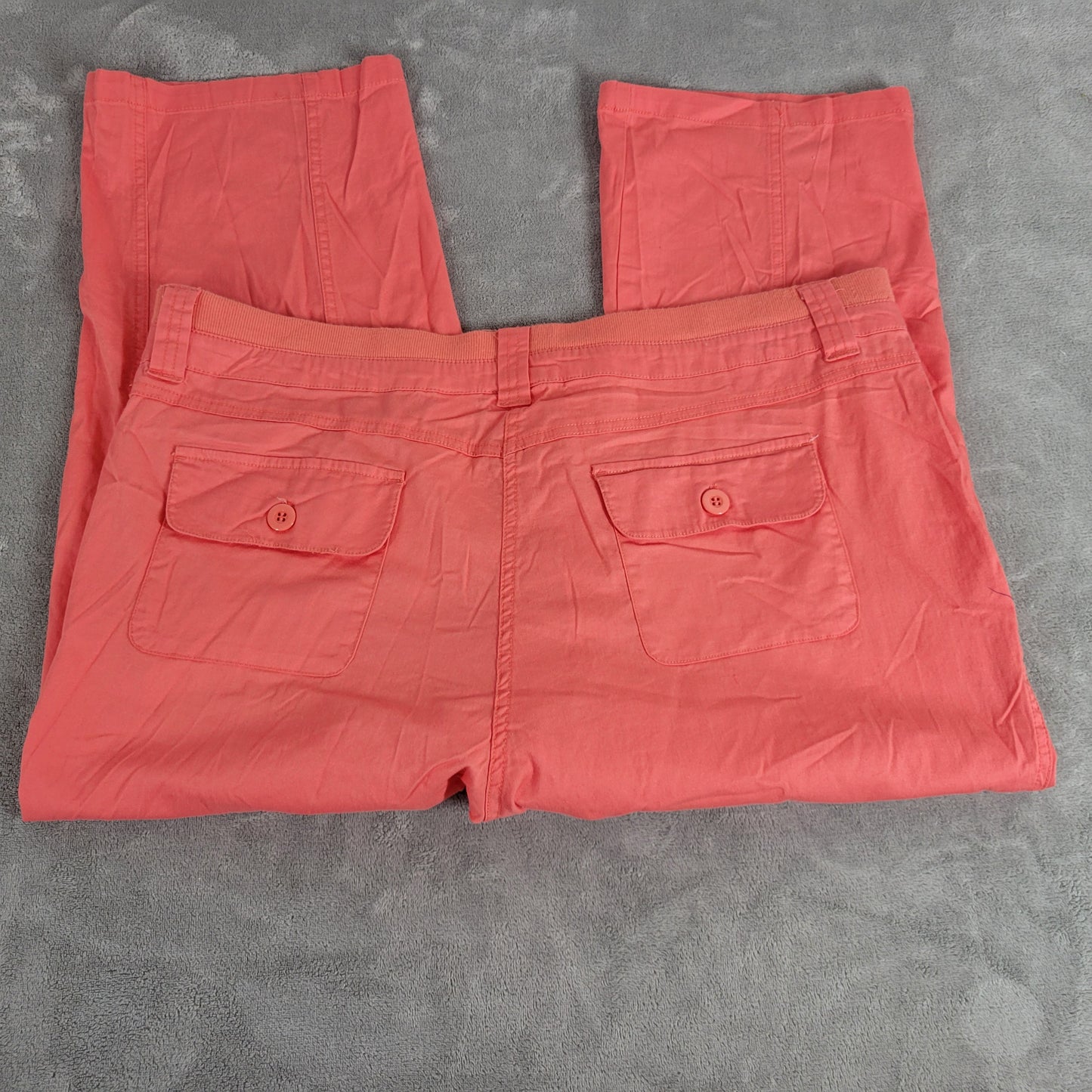 Coral Bay Capri Pants 18 Elastic Waist Back Flap Pockets Zip Cargo ORA26E