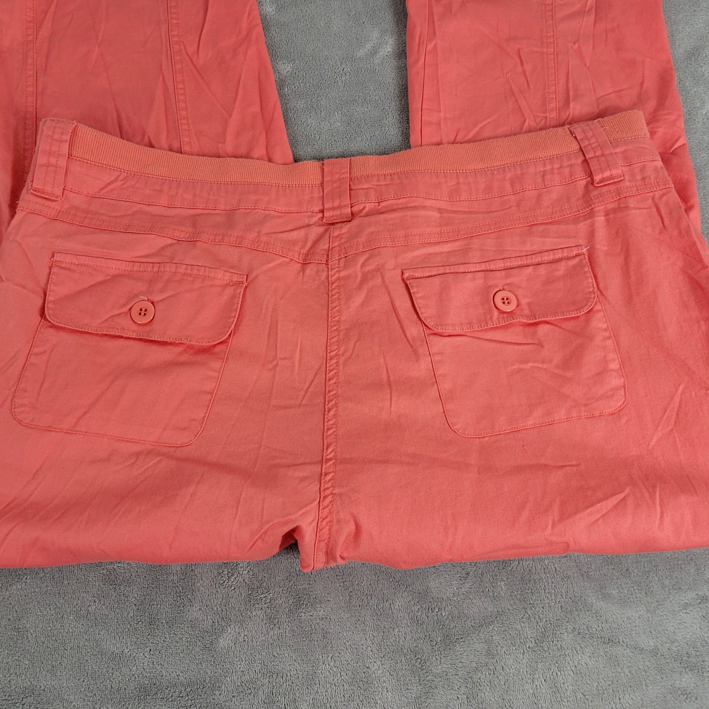 Coral Bay Capri Pants 18 Elastic Waist Back Flap Pockets Zip Cargo ORA26E