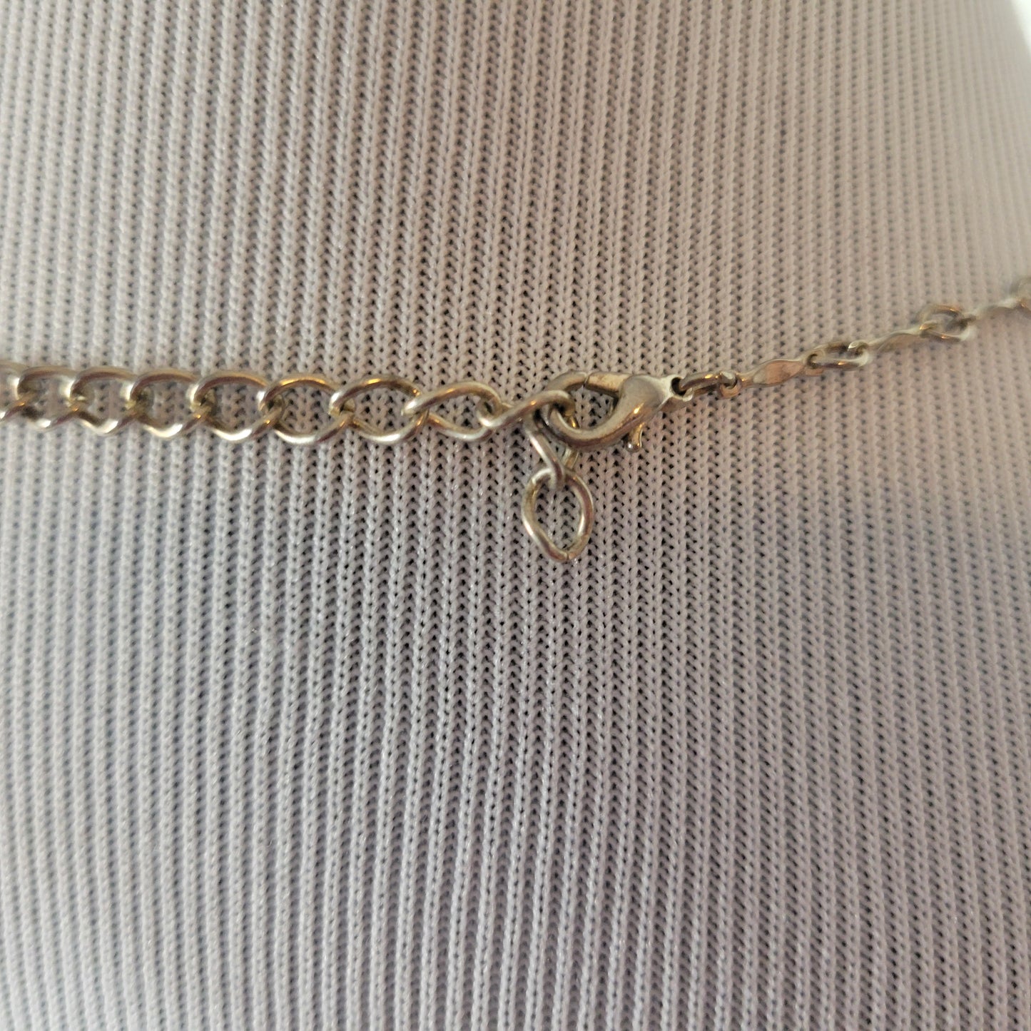 Silver Tone Multi Heart Charm Dangle Chain Necklace Adjustable 18"-19" N12E