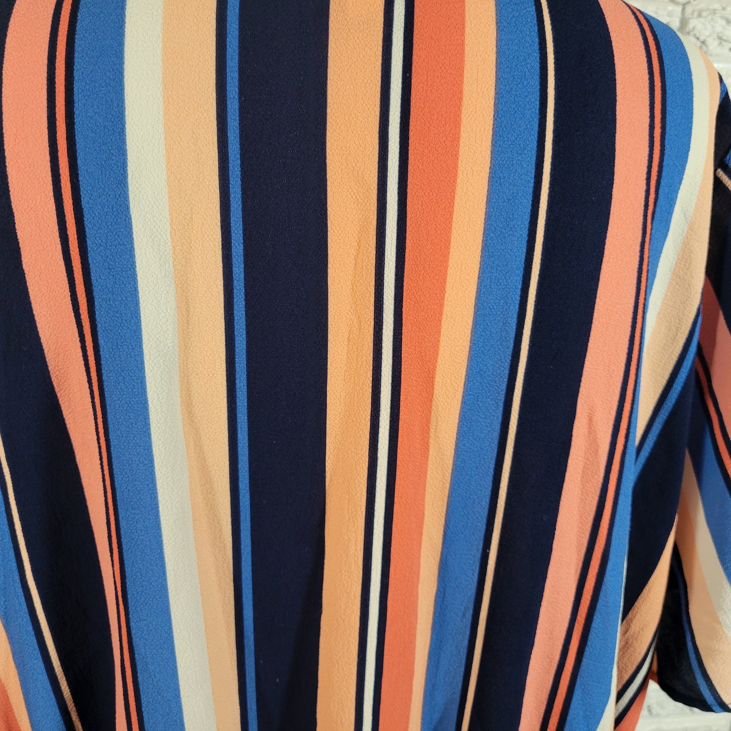 Michael Kors 2X Plus Size Peplum Top Blue Pink Striped V Neck Blouse STR116E