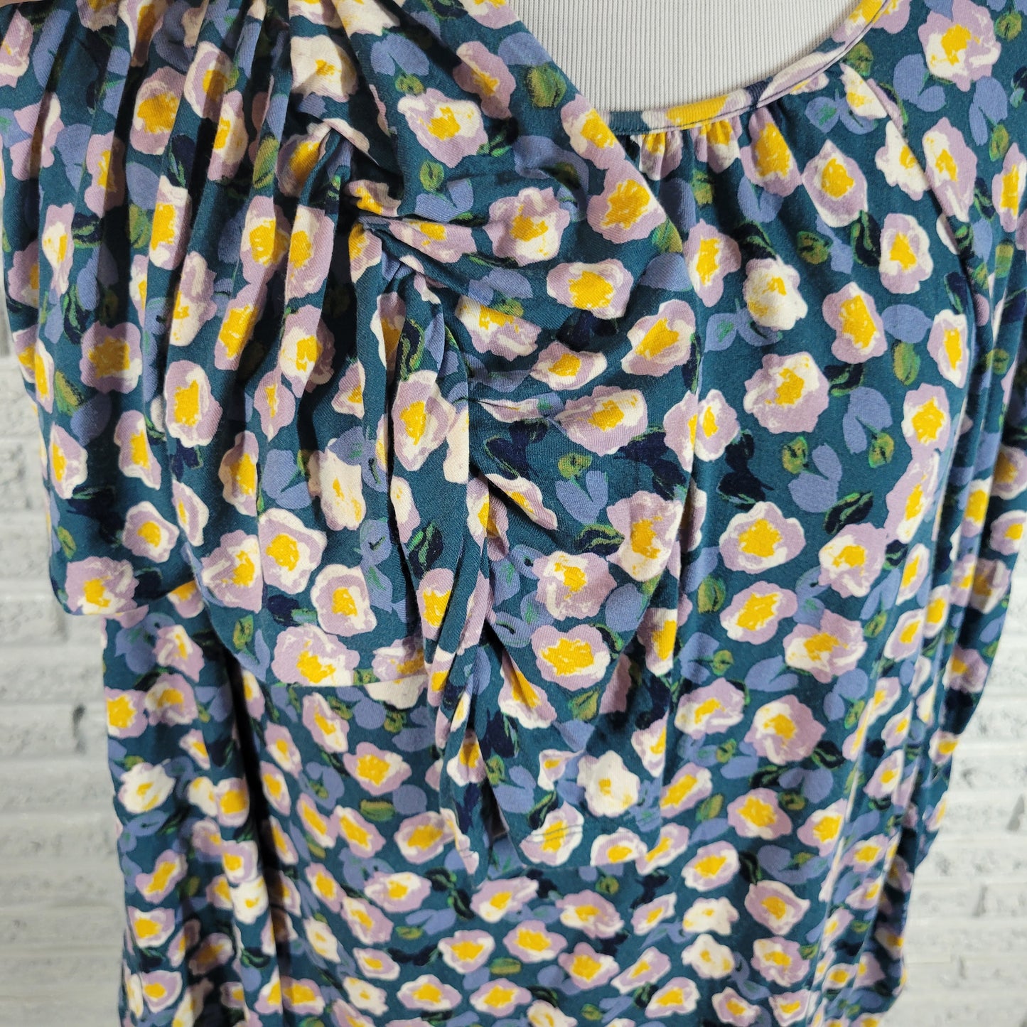 Zac & Rachel Floral Plus Top 2X Ruched Sleeve Pullover Women Casual FLO48E