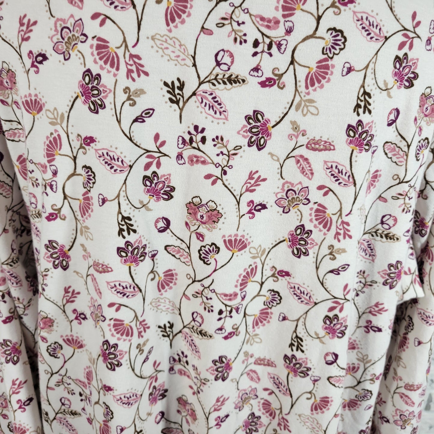 Croft & Barrow 2X Plus Size Cotton T Shirt Long Sleeve V Neck Floral FLO46E