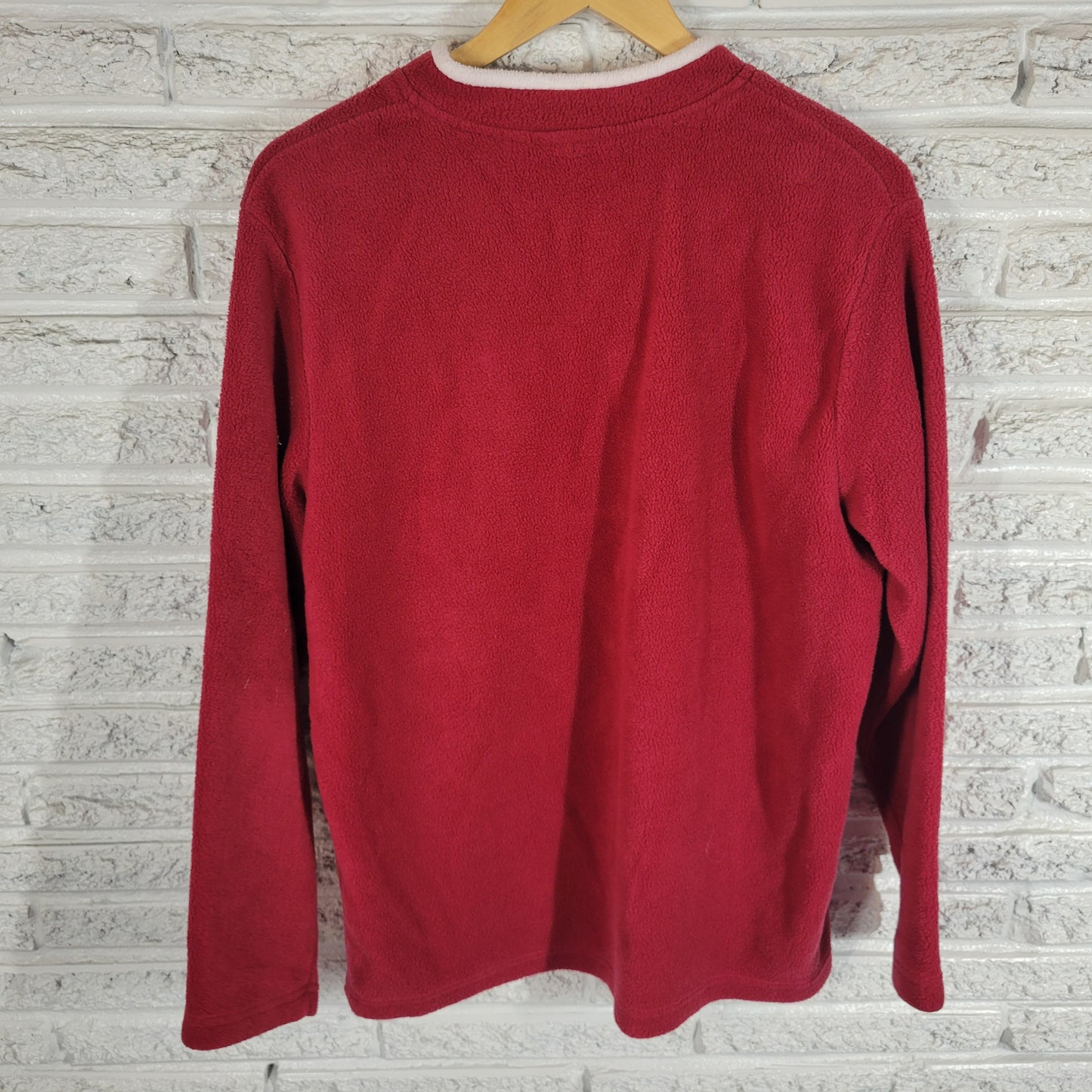 Croft & Barrow Christmas Snowman Fleece Sweatshirt XL Red V-Neck SWE97E