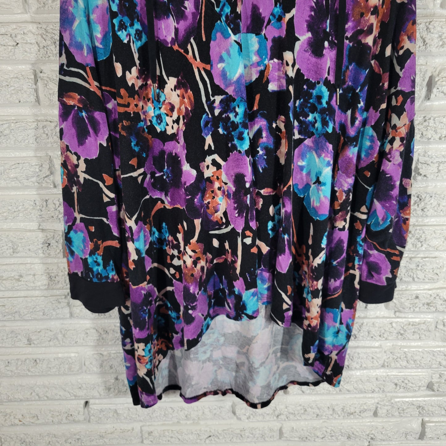 Westbound Floral Hoodie 3X Plus Size Asymmetric Pullover Multicolor FLO252E
