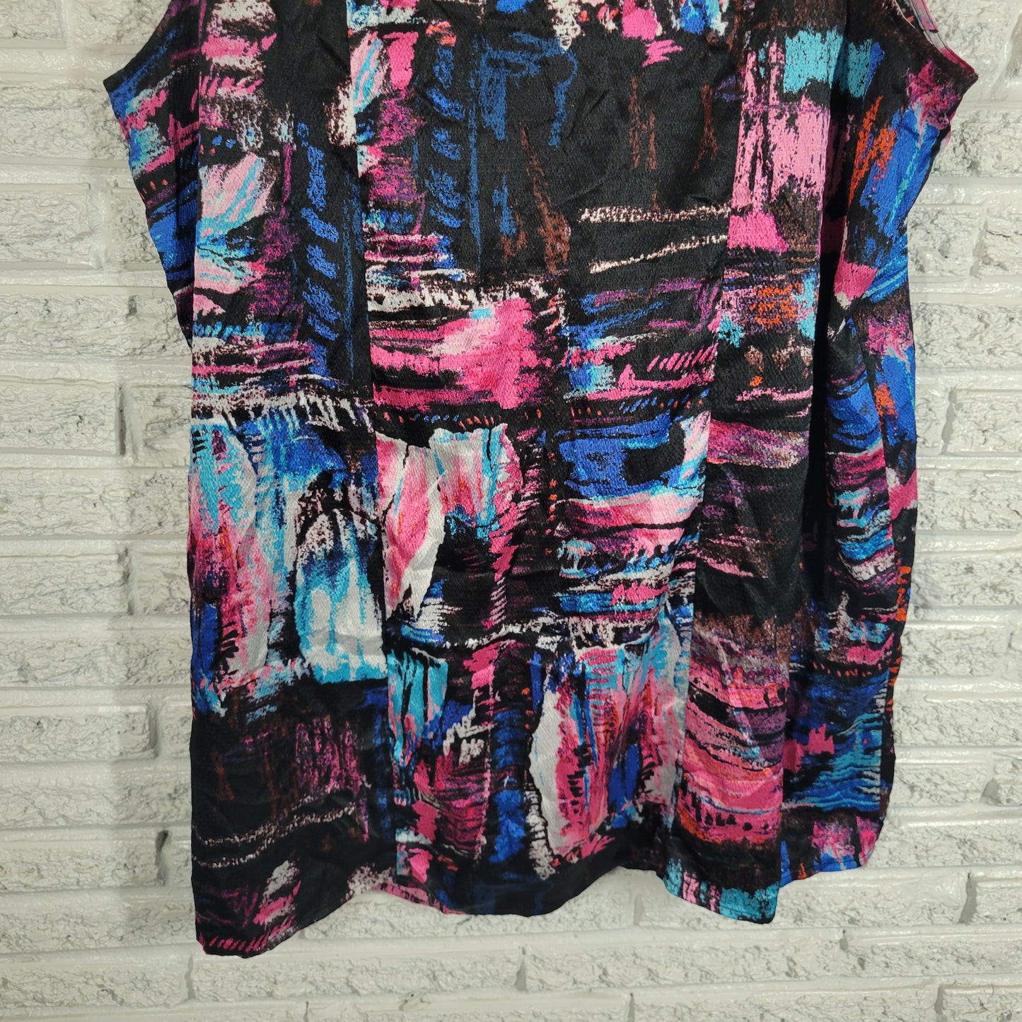 Lane Bryant Tunic Mini Dress 24 Plus Size Watercolor Neon Pink Blue WAT43E