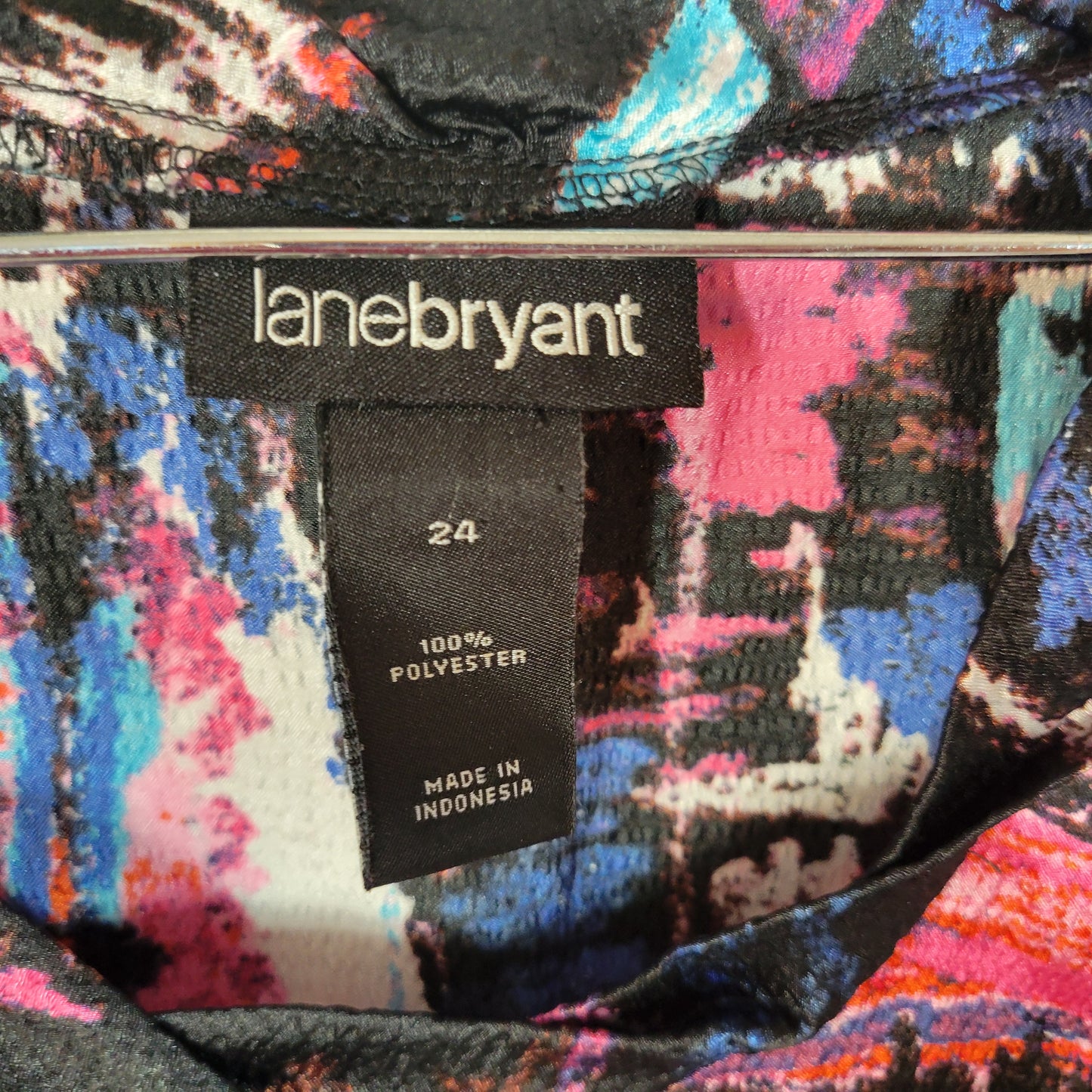 Lane Bryant Tunic Mini Dress 24 Plus Size Watercolor Neon Pink Blue WAT43E