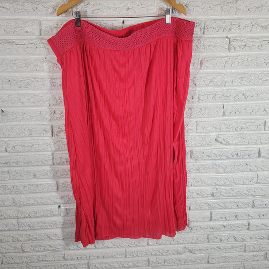 Faded Glory Pink Crochet Midi A-Line Skirt 4X Plus Size Elastic Waist PIN35E