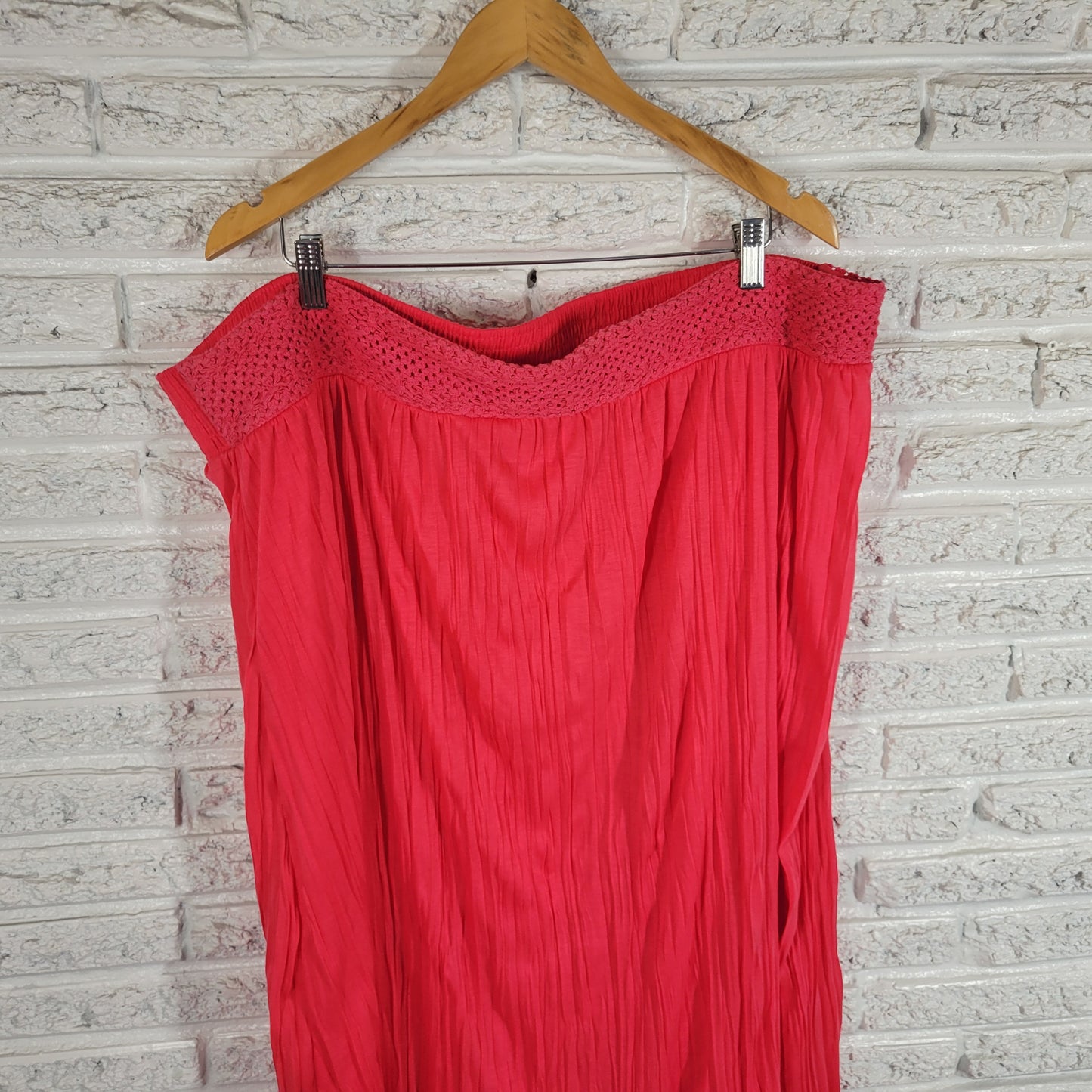 Faded Glory Pink Crochet Midi A-Line Skirt 4X Plus Size Elastic Waist PIN35E