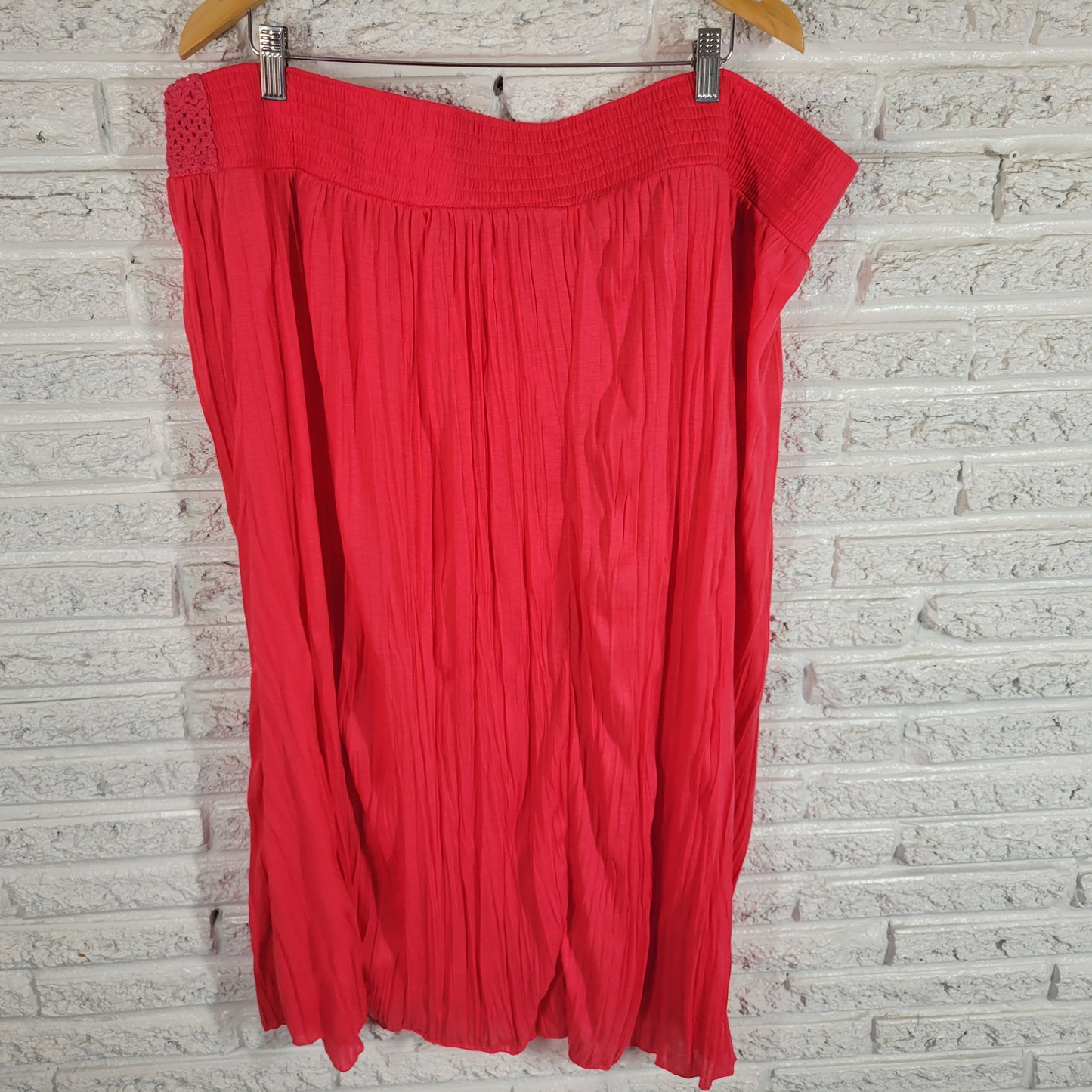 Faded Glory Pink Crochet Midi A-Line Skirt 4X Plus Size Elastic Waist PIN35E