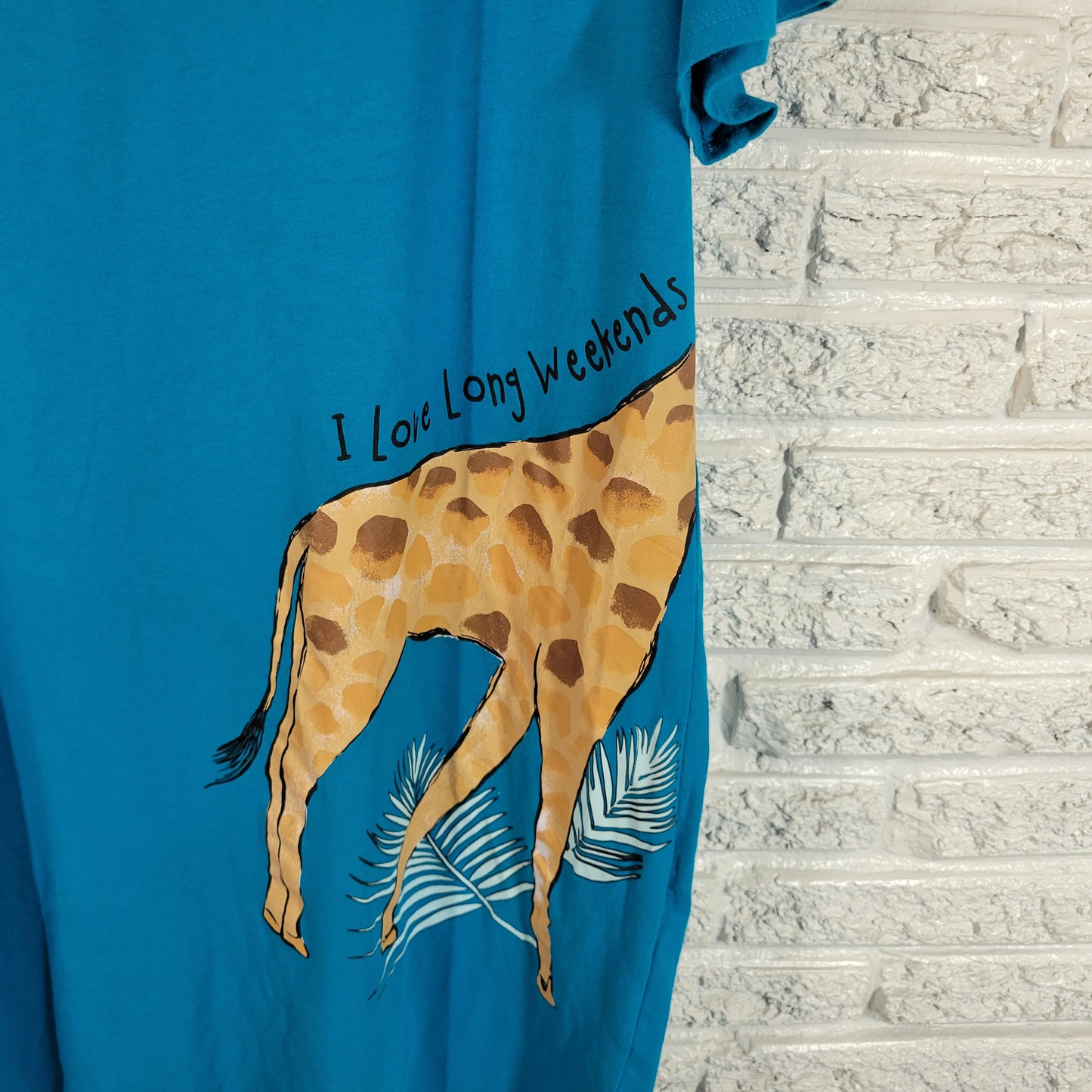 Secret Treasures Pajama Top 2X 3X Blue Giraffe Print Sleep Short Sleeve NOV6E