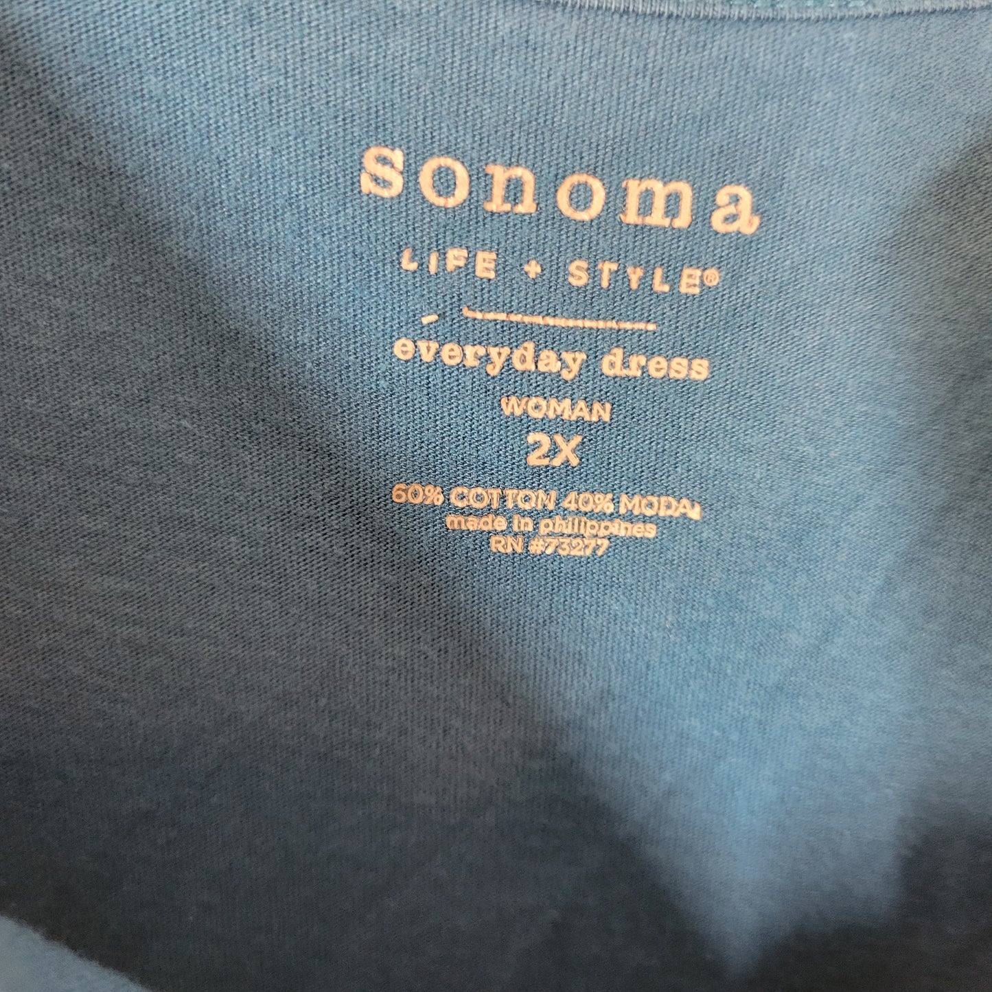 Sonoma Floral Tank Dress 2X Blue Sleeveless Cotton Blend Pullover Pockets BLU59E