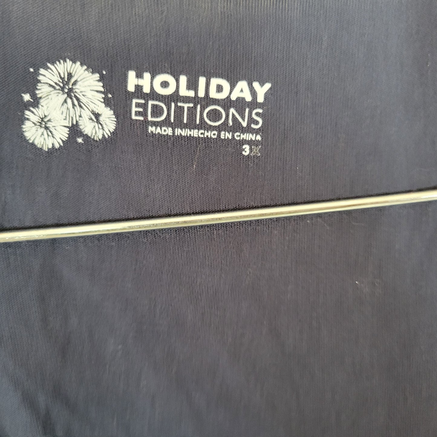 Holiday Editions 3X Patriotic Tee Shirt Blue Red Embroidered Rhinestone A11E