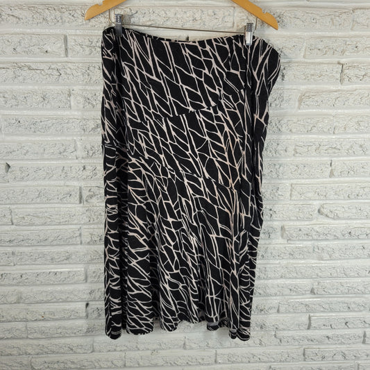 JM Collection XXL Skirt Black White Animal Print Midi A-Line Plus Size ANI53E