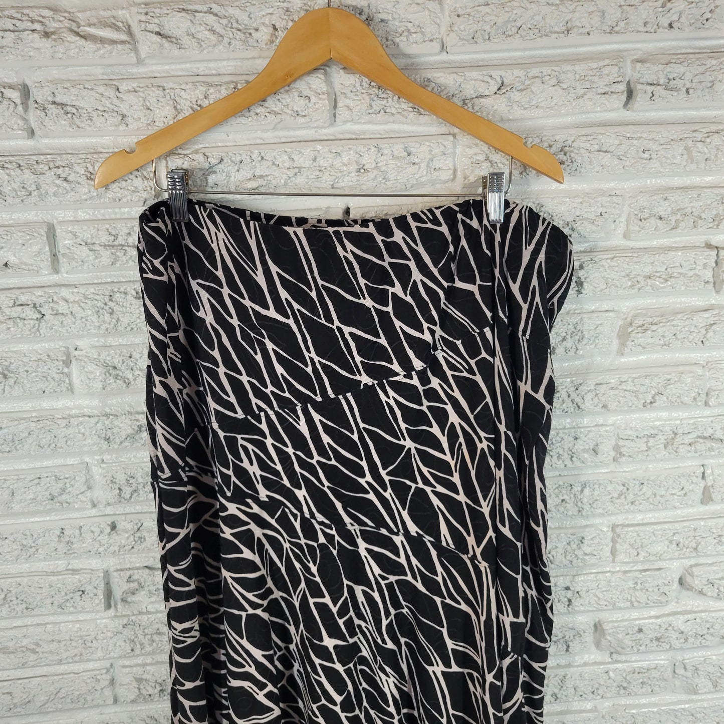 JM Collection XXL Skirt Black White Animal Print Midi A-Line Plus Size ANI53E
