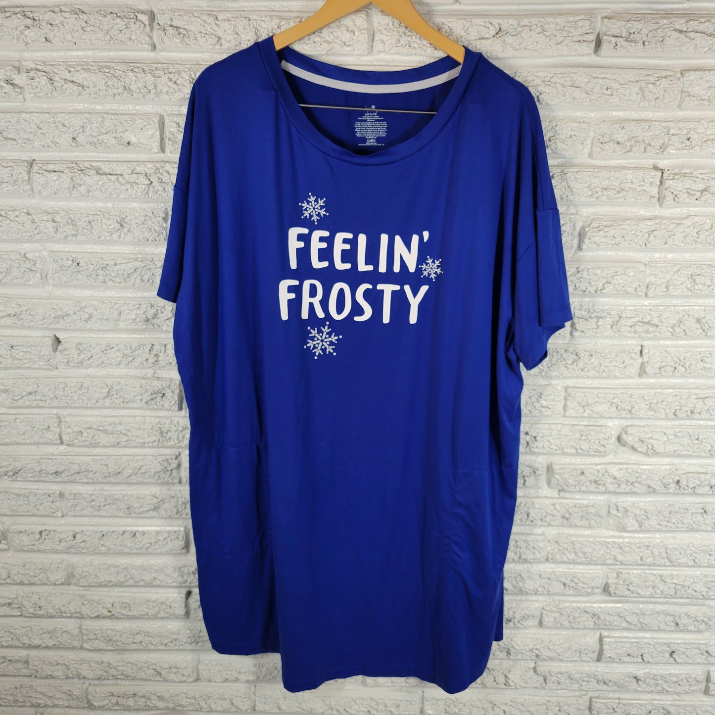 Secret Treasures Pajama Top L XL Short Sleeve Crew Neck Glitter Sleep BLU58E