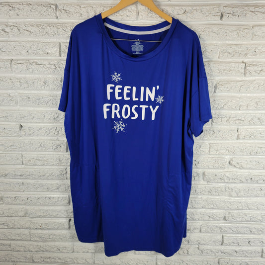 Secret Treasures Pajama Top L XL Short Sleeve Crew Neck Glitter Sleep BLU58E