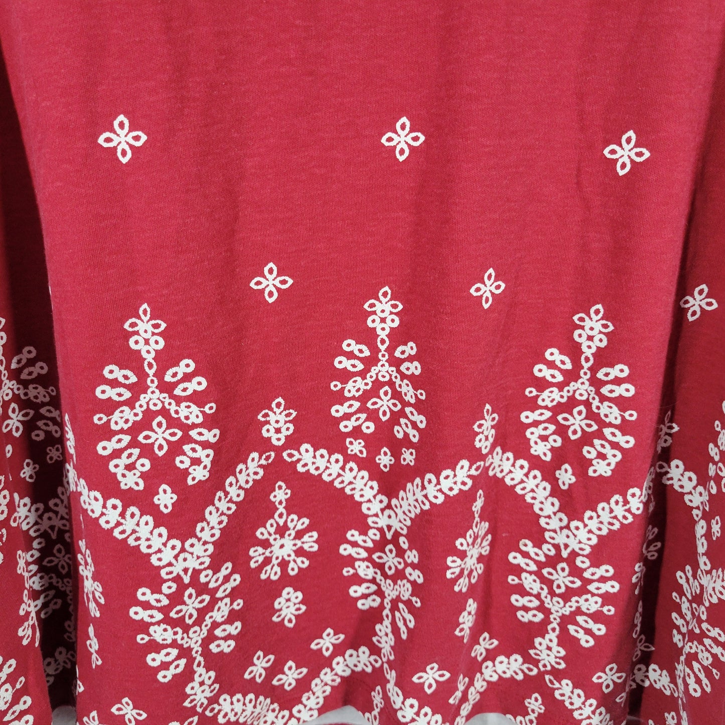 Karen Scott 3X Red Geometric Tee Short Sleeve Cotton Blend Plus Size Crew RED15E