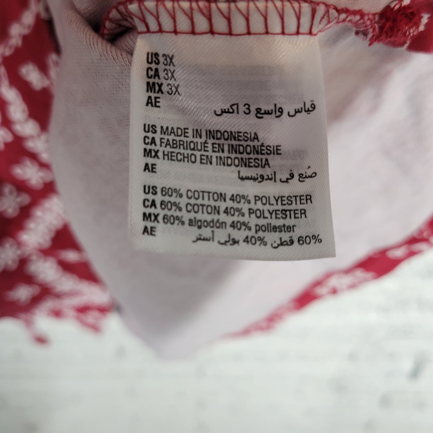 Karen Scott 3X Red Geometric Tee Short Sleeve Cotton Blend Plus Size Crew RED15E
