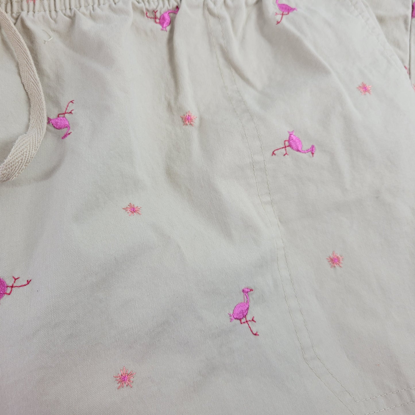 Basic Editions Beige Flamingo Capri Pants 2X Plus Cotton Elastic Waist A25E