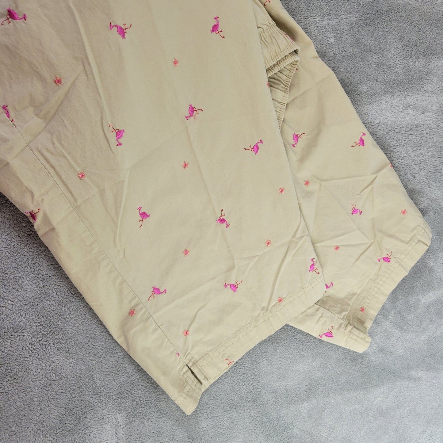 Basic Editions Beige Flamingo Capri Pants 2X Plus Cotton Elastic Waist A25E