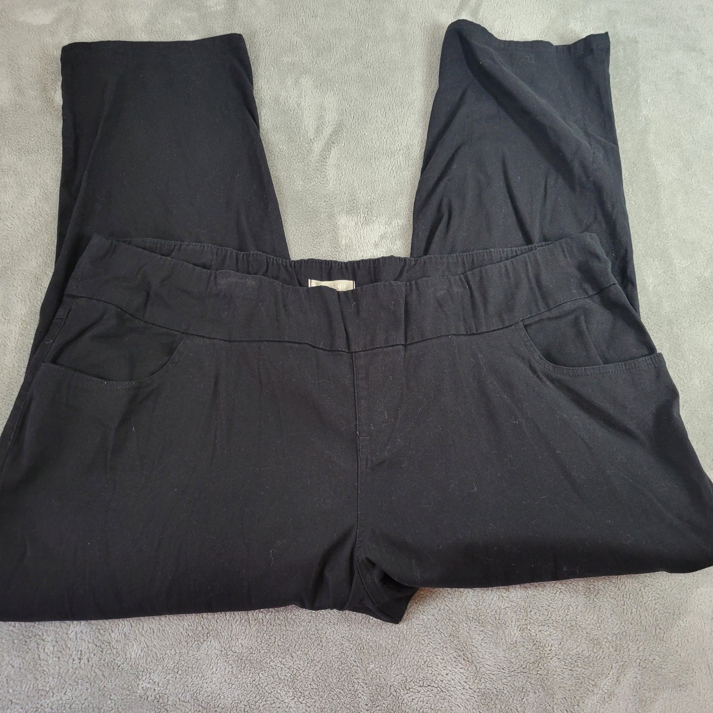 Woman Within Black Pants 28WP Plus Petite Elastic Waist Pull On Straight BLA48E