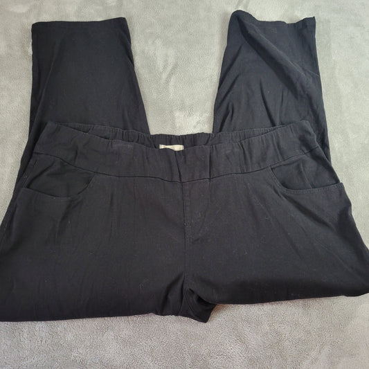 Woman Within Black Pants 28WP Plus Petite Elastic Waist Pull On Straight BLA48E