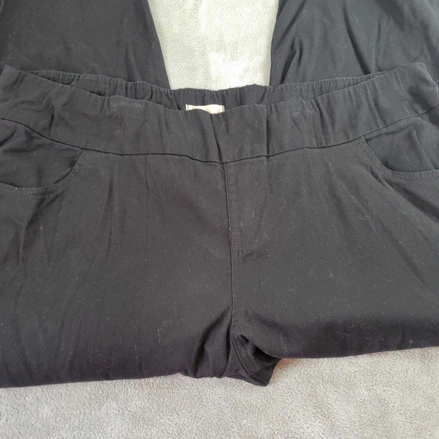Woman Within Black Pants 28WP Plus Petite Elastic Waist Pull On Straight BLA48E