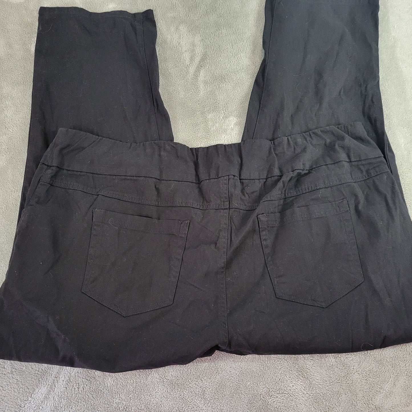 Woman Within Black Pants 28WP Plus Petite Elastic Waist Pull On Straight BLA48E