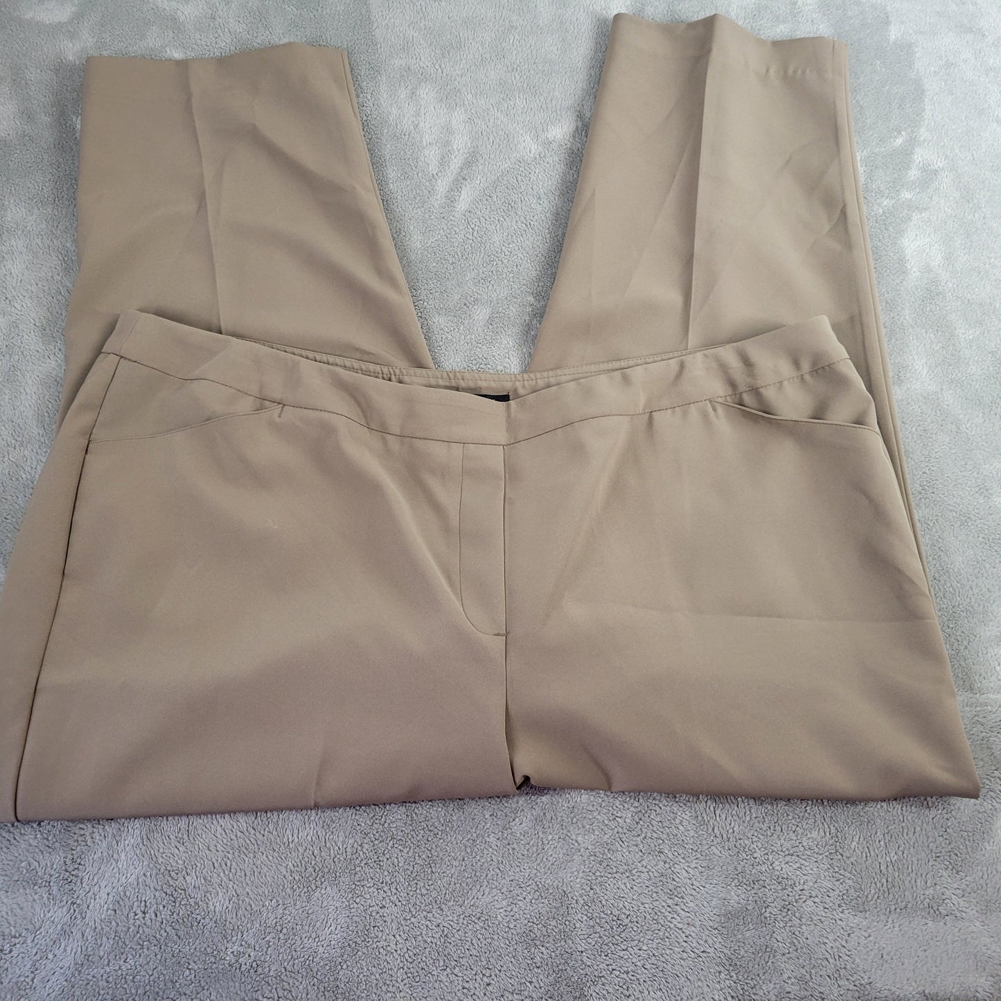 Zac & Rachel Tan Pants 20W Plus Pull On Elastic Waist Straight Leg Crop BRO24E