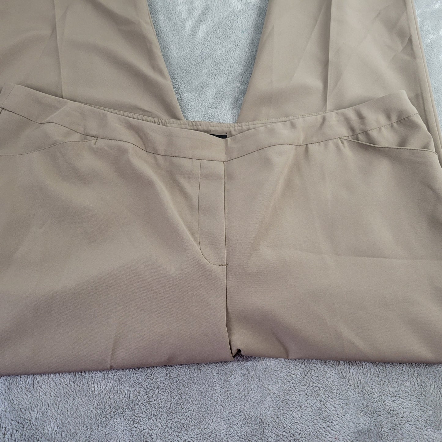 Zac & Rachel Tan Pants 20W Plus Pull On Elastic Waist Straight Leg Crop BRO24E