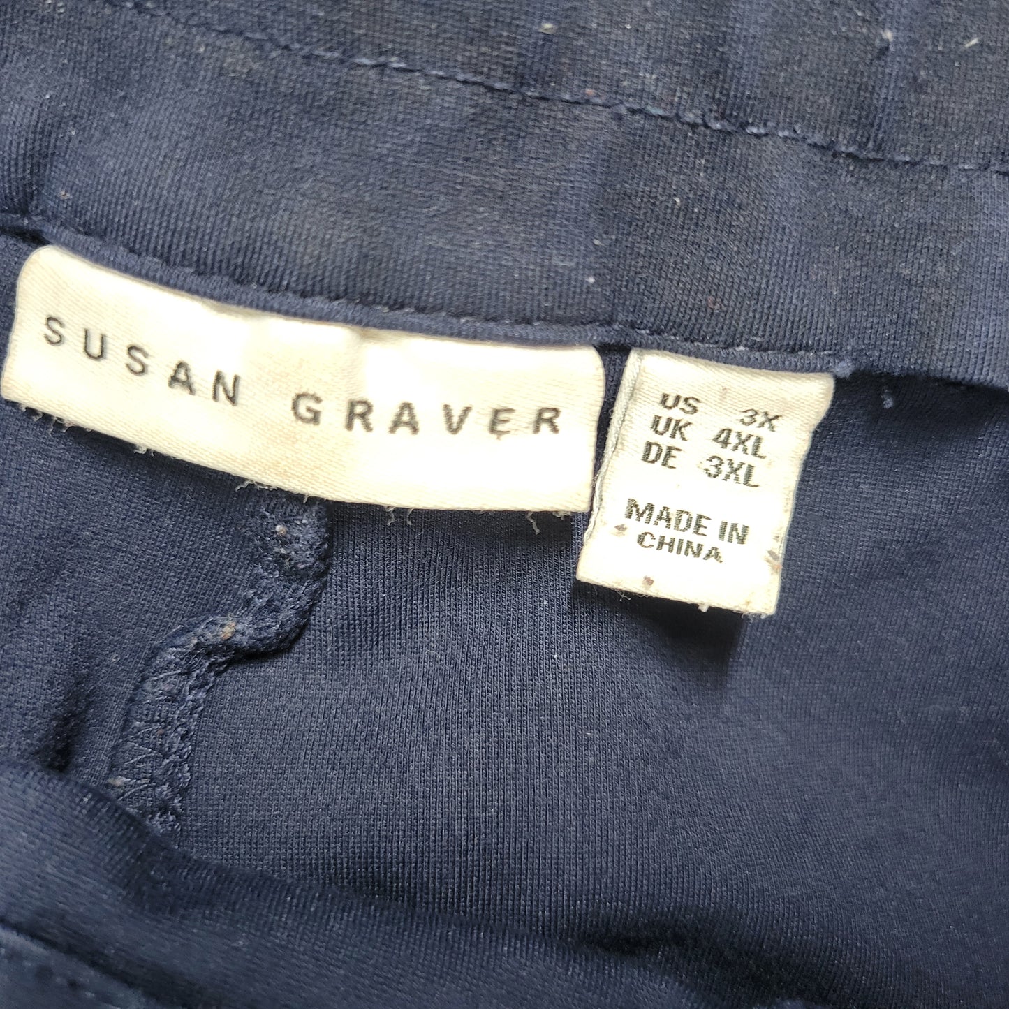 Susan Graver Womens Pants 3X Blue Straight Leg Knit Pull On Stretch BLU64E