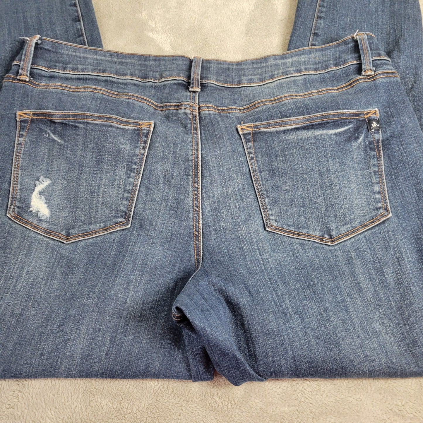Maurices M Jeans Womens Skinny XL X-Long Dark Wash Distressed Tall SKI10E