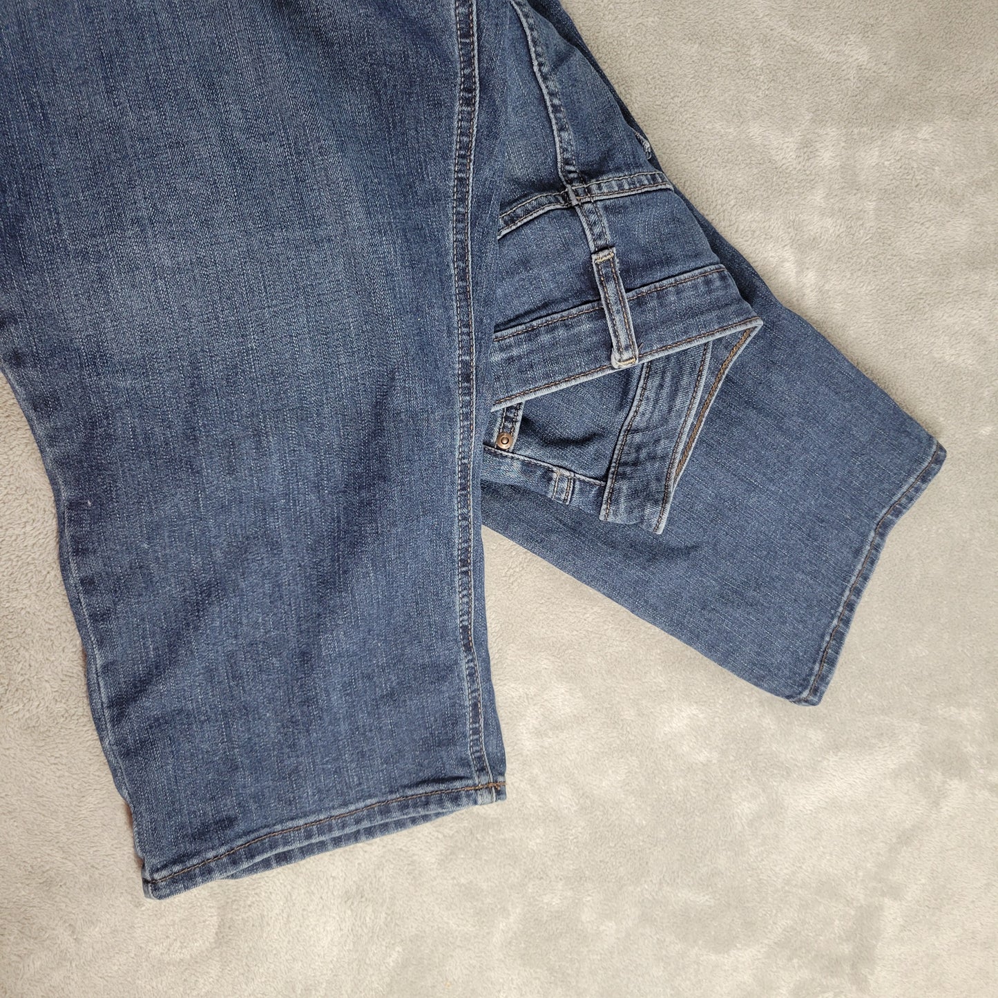 Lee Riders Dark Wash Denim Capri Jeans 20 Plus Stretch Elastic Waist CAP4E