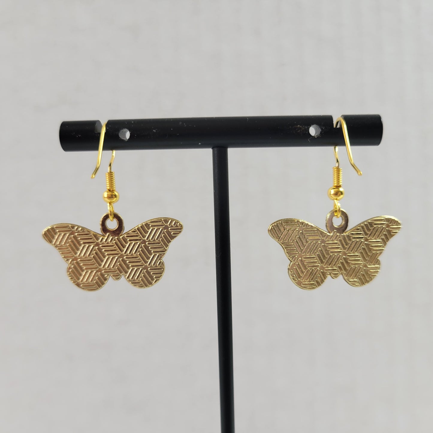 Celestial Butterfly Moth Enamel Dangle Earrings Gold Celestial Moon Star E149E