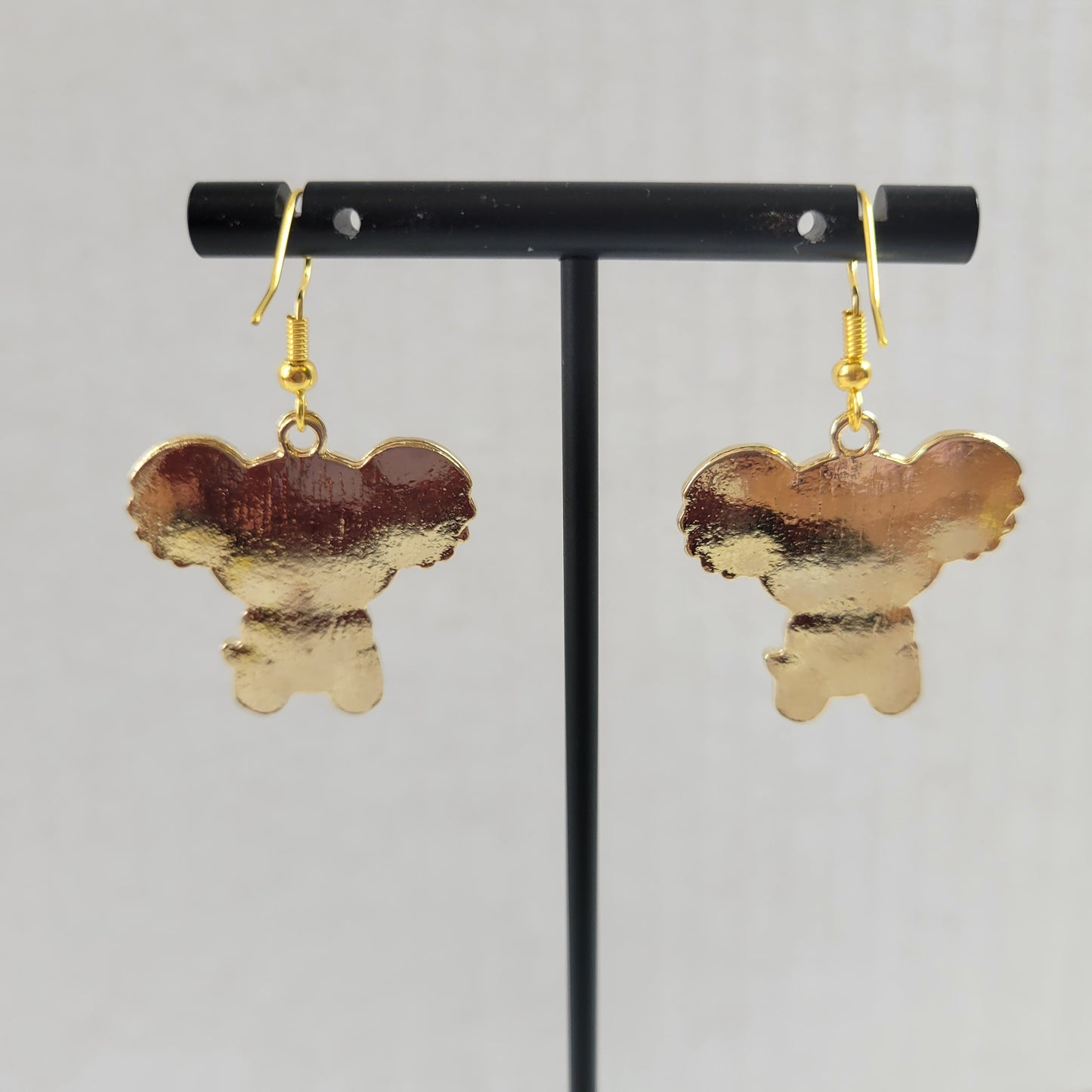 Cute Enamel Koala Bear Drop Earrings Gold Tone Wire Hooks Animal Jewelry E150E