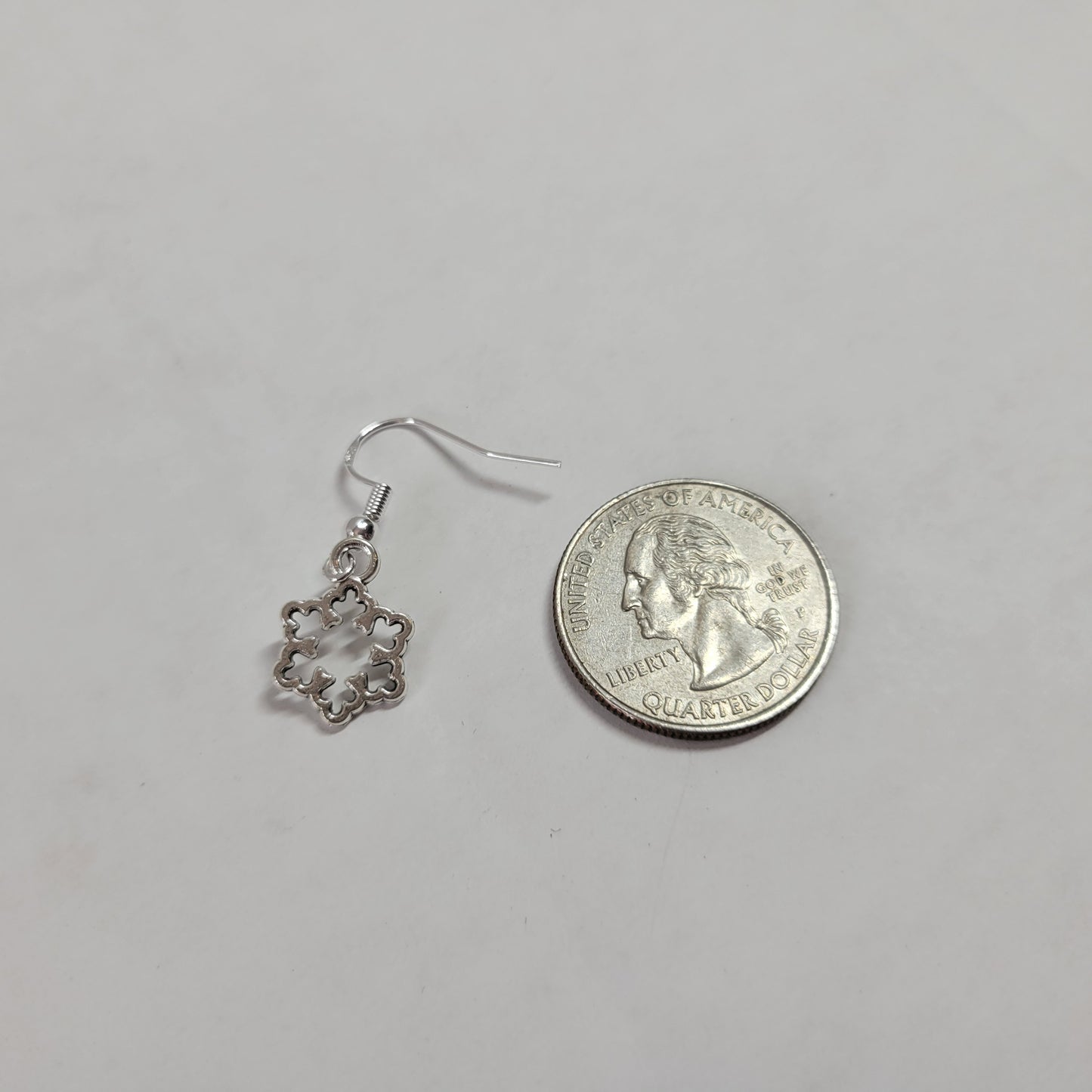 Silver Snowflake Drop Earrings Wire Hooks Winter Christmas Holiday Charm E152E