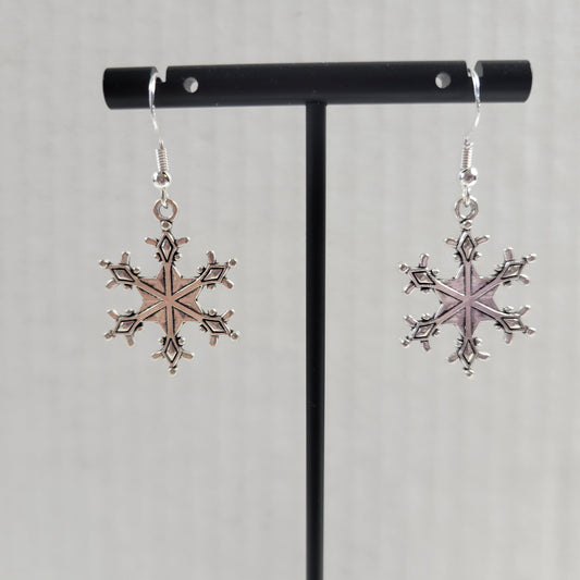 Silver Snowflake Drop Earrings Winter Christmas Holiday Gift Jewelry Women E162E